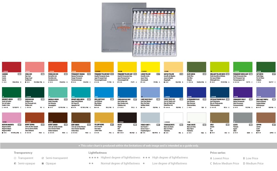 ShinHan Professional Acrylic Paint Color 20ml 36 Colors Tube Set