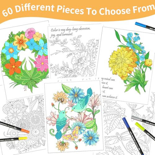 Kalysky Easy and Cozy Adult Coloring Book Set, 3 Pack Stress Relief Coloring Books for Adults Relaxation, Flower Inspirational Quotes Designs. - color: Easy Cozy Flower Inspirational Quotes