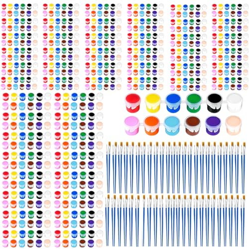 60 Pack Mini Acrylic Paint Set, 12 Colors Washable Acrylic Paint Strips with 120Pcs Painting Brushes for Kids&Adults Paint, 840PCS Kids Painting Kit for Birthday Party Favor, Classroom, Art Gift - color: 60 Pack(840 Pcs）