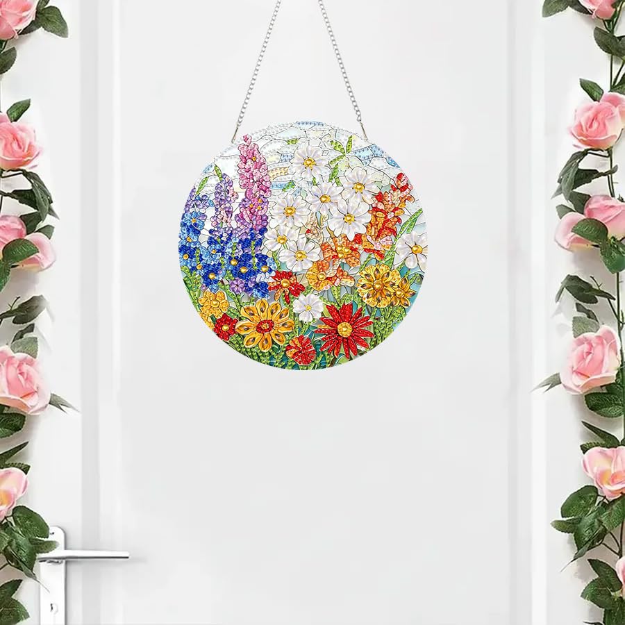 RYMILIE Hanging Diamond Art Kits for Adults Blossoms 8x8inch - color: DP04477