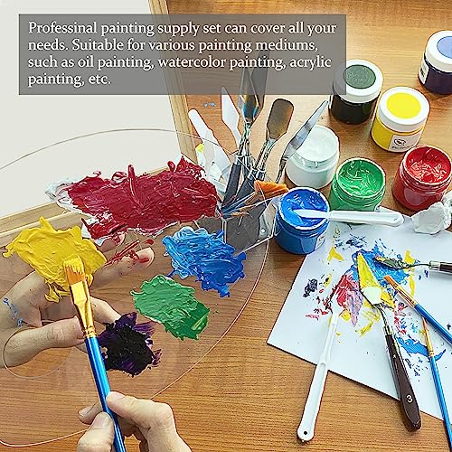 Acrylic Paint Set, Art Painting Supplies Kit with 10 Brushes, 5 Stainless Steel Palette Knife, 6 Plastic Spatula Palette Knives, Paint Palette tray, Acrylic Painting Supplies for Adults and Kids