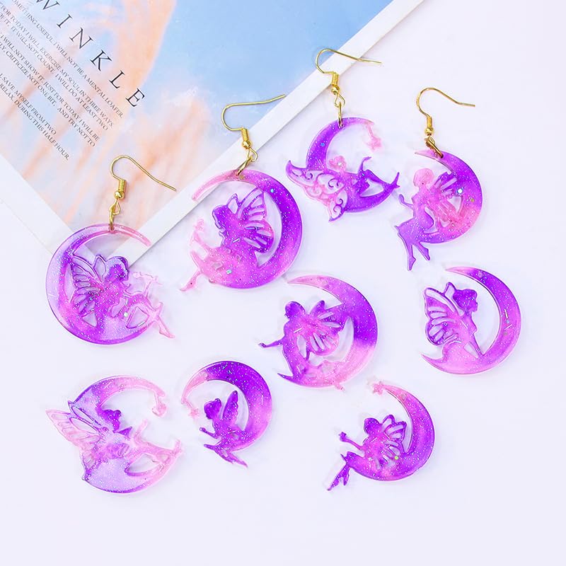 104Pcs Geometric Resin Earring Molds Kit, Wing Angel Shaped Earrings Silicone Mold for Epoxy Resin Dangle Drop Jewelry Molds Making Kit with 100 Earring Hook for Earrings Necklace Pendants (Wing) - color: Wing