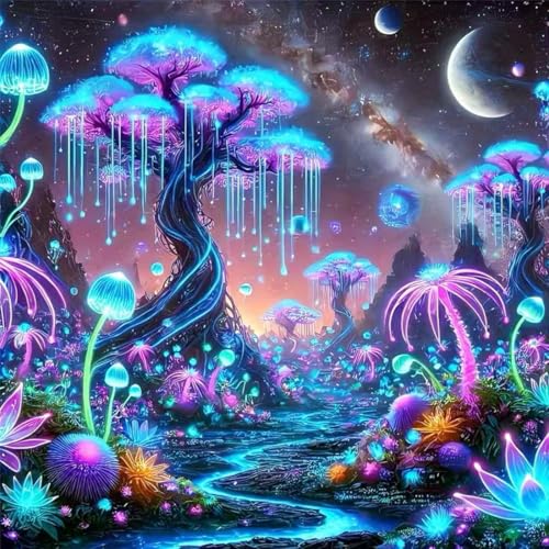 SHICERNHJ 5D Diamond Painting Kits for Adults,Dreamy Luminescent Tree Diamond Art Kits,DIY Full Drill Diamond Painting Kits Arts and Crafts for Adults Home Wall Deco 14x14 Inch - color: SH131