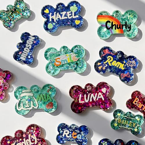 ResinWorld Set of 2'' & 1.5'' Dog Bone Silicone Molds with 15Pcs Key Ring & 15pcs Jump Ring, Pet Tag Mold for Resin Casting