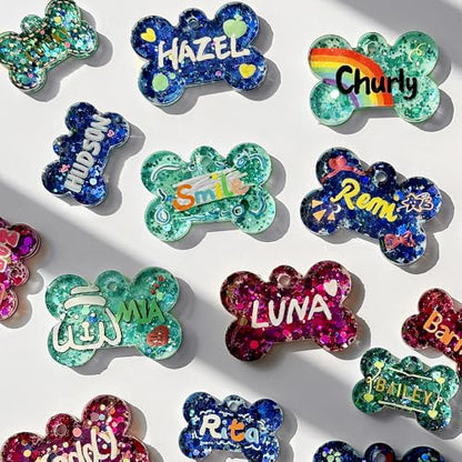 ResinWorld Set of 2'' & 1.5'' Dog Bone Silicone Molds with 15Pcs Key Ring & 15pcs Jump Ring, Pet Tag Mold for Resin Casting