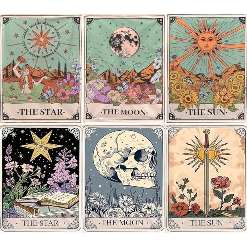 WUDWL 6 Pack Diamond Art Kits for Adults Diamond Painting Kits for Aduls | Sun and Moon 5D Diamond Dots Gem Art Crafts with Tools, Round Full Drill Crafts for Home Wall Decor-10 X14 Inch - color: DP01394