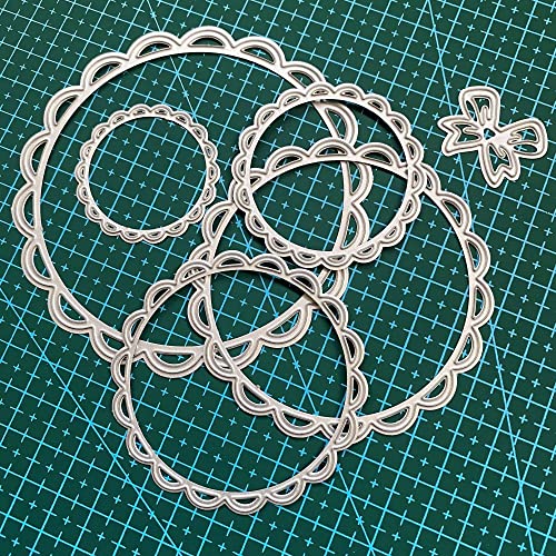 Cutting Dies Stencil Flower Round Square Rectangle Oval Ellipse Nested Stitched Frame Metal Mould for DIY Scrapbook Album Paper Card - style: Wavy edge dies set