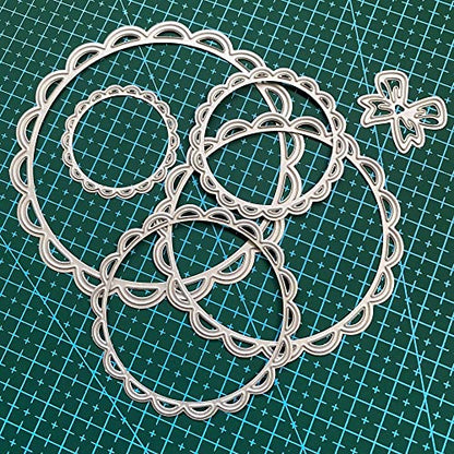 Cutting Dies Stencil Flower Round Square Rectangle Oval Ellipse Nested Stitched Frame Metal Mould for DIY Scrapbook Album Paper Card - style: Wavy edge dies set