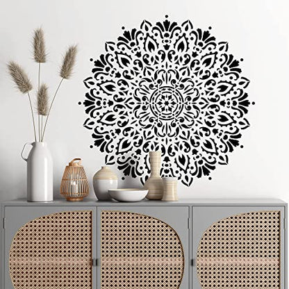 Harmony Mandala Floor Stencil - Furniture Stencils, Mandala Template - size: 30"x30"