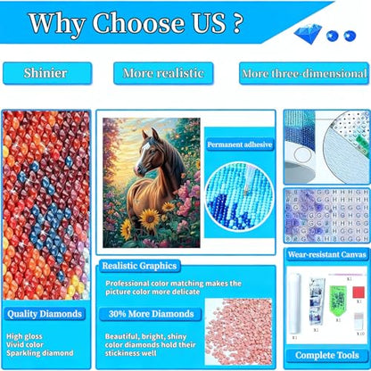 Arttoplus Horse Diamond Art Kits for Adults Beginner 12x16 inch - color: G9317-US