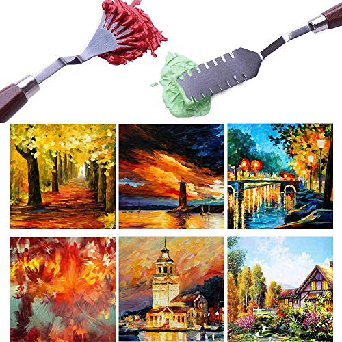 NWFashion Wood Handle Palette Knives 9 Piece Create Texture Spatulas for FX Special Effects (Steel Knife 9pcs)