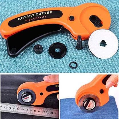 Rotary Cutter, Professional 45mm Rotary Fabric Cutter, Rotary Cutter for Fabric, Rotary Cutter Replacement Blades, Card Paper Sewing Quilting Roller Fabric Cutting Tailor Scissors Tool Dress Clothes M
