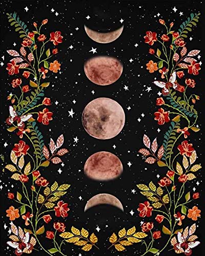 TUMOVO Paint by Numbers for Adult Moonlit Garden Painting by Number Flower | 16"x20" Unframed Canvas with Acrylic Paints and Brushes, Full Moon and Flowers Black DIY Gift for Adults, Relaxing - color: Moonlit Garden