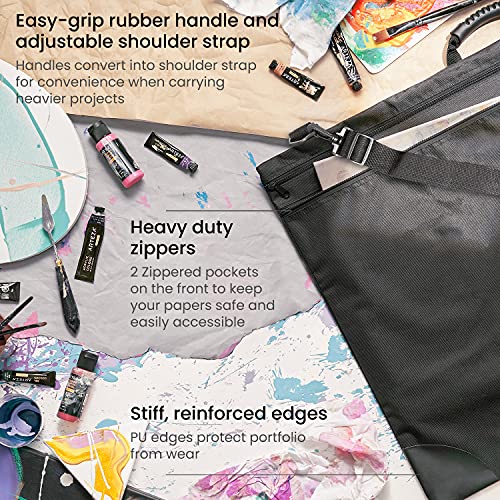 Arteza Art Portfolio Case, 24 x 36 inches, Black, Large Soft Art Storage Folder for Artwork Organization - size: 24x36 Inch