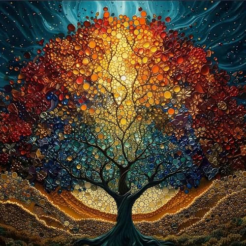 Tree of Life Diamond Art Kits for Adults, 5D Tree of Life Diamond Painting Kits for Beginners, DIY Full Drill Gem Art Kits for Room Wall Decor Gift 14x14in - color: Tree Of Life