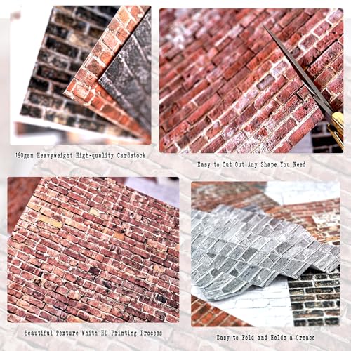 6x6 Scrapbook Paper Pad – 24 Sheets Brick Wall Texture Paper | for Junk Journal & Card Making – Easy-to-Handle Premium Cardstock for Photo Safe Memory Keeping - color: Wall Brick Pad