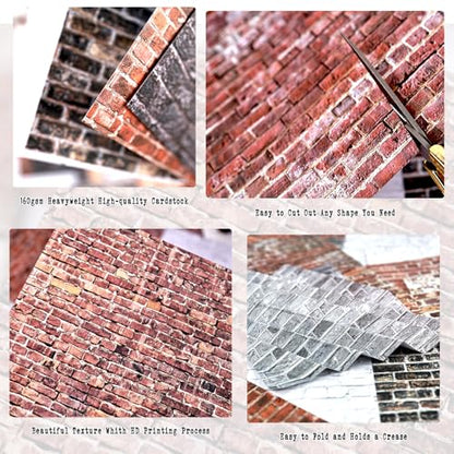 6x6 Scrapbook Paper Pad – 24 Sheets Brick Wall Texture Paper | for Junk Journal & Card Making – Easy-to-Handle Premium Cardstock for Photo Safe Memory Keeping - color: Wall Brick Pad