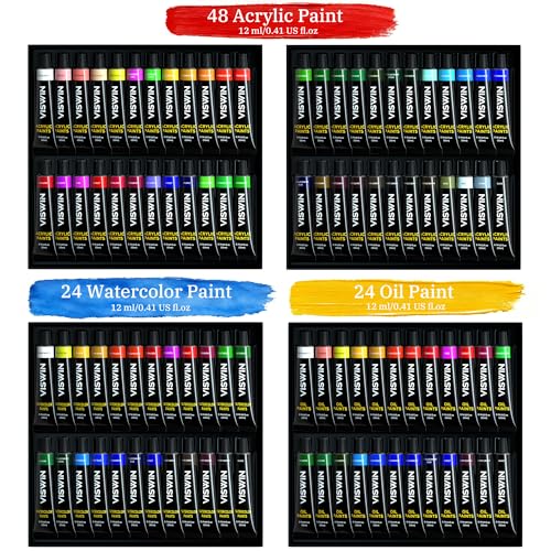 VISWIN Professional All-in-One Art Painting Kit with Beech Wood French Easel, 96 Acrylic, Watercolor & Oil Paint Set, Canvases, Painting Set with Supplies for Adults, Artists, Beginners