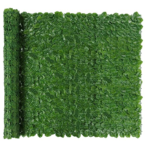 Artificial Ivy Privacy Fence Screen, 39.4x157.5 in Artificial Faux Ivy Hedge, Expandable Faux Privacy Fence with 80 pcs Zip Ties Decoration for Outdoor Garden,Color printing turtle back pattern leaf ﻿ - size: 39.4x157.5 in（Type4）