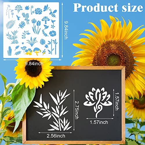 Colarr 12 Set Stencils for Painting on Wood Reusable Flower Stencils Painting Crafts Plants Flowers Templates Stencil for Paper Scrapbooking Home Drawing Decor(9.84 x 9.84 in,Classic)