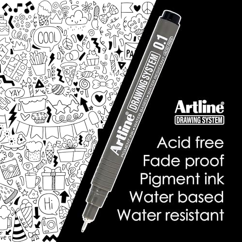 Artline 230 Drawing System Pens, Technical Drawing Pens For Drafting, Illustrating, and More, 0.1mm, 0.2mm, 0.3mm, 0.4mm, 0.5mm, and 0.8mm Fine Tips - Black, 6-Pack - style: 0.1, 0.2, 0.3, 0.4, 0.5, 0.8mm Nib Sizes | 6-Pack