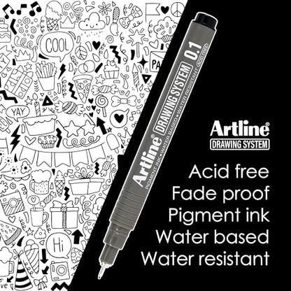 Artline 230 Drawing System Pens, Technical Drawing Pens For Drafting, Illustrating, and More, 0.1mm, 0.2mm, 0.3mm, 0.4mm, 0.5mm, and 0.8mm Fine Tips - Black, 6-Pack - style: 0.1, 0.2, 0.3, 0.4, 0.5, 0.8mm Nib Sizes | 6-Pack