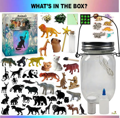 2Pepers DIY Animals Lantern Night Light Arts and Crafts for Kids Ages 3-12, Best Animal Gift for Boys & Girls, Make Your Own Birthday Present Toy Project - color: Turquoise- Animals
