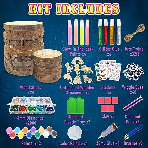 klmars Kids Wooden Painting Kit-Glow in The Dark-Arts & Crafts Gifts for Boys Girls Ages 5-12-Craft Activities Kits - Creative Art Toys for 5, 6, 7, 8, 9, 10, 11 & 12 Year Old Kids