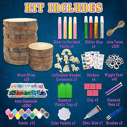 klmars Kids Wooden Painting Kit-Glow in The Dark-Arts & Crafts Gifts for Boys Girls Ages 5-12-Craft Activities Kits - Creative Art Toys for 5, 6, 7, 8, 9, 10, 11 & 12 Year Old Kids
