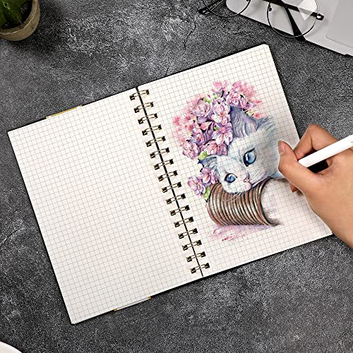 Yoment Graph Paper Spiral Notebook A5 Graphing Notebook 160 Pages | Graph Paper Notebook Spiral Bound Waterproof Plastic Hardcover Spiral Journal 5x7 Grid Notebooks for Note Taking, Black - color: Black, style: A - Graph - A5