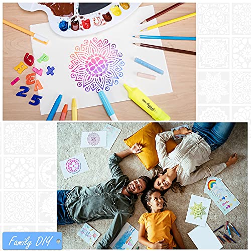32pcs 6x6in Mandala Stencils for Painting Diwali Rangoli Washable | Stencils for Painting on Wood Rangoli Art Supplies Flower Template for Floor Wall Tile Fabric Wood DIY Decor Diwali stencils