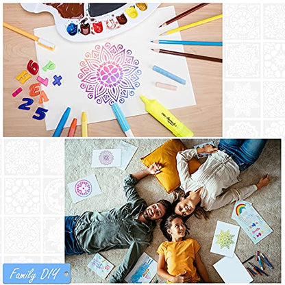 32pcs 6x6in Mandala Stencils for Painting Diwali Rangoli Washable | Stencils for Painting on Wood Rangoli Art Supplies Flower Template for Floor Wall Tile Fabric Wood DIY Decor Diwali stencils