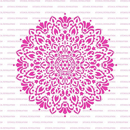 Harmony Mandala Stencil Template - Reusable Stencil for Painting Mandala Designs - 46" Diameter - size: 46" Diameter Half