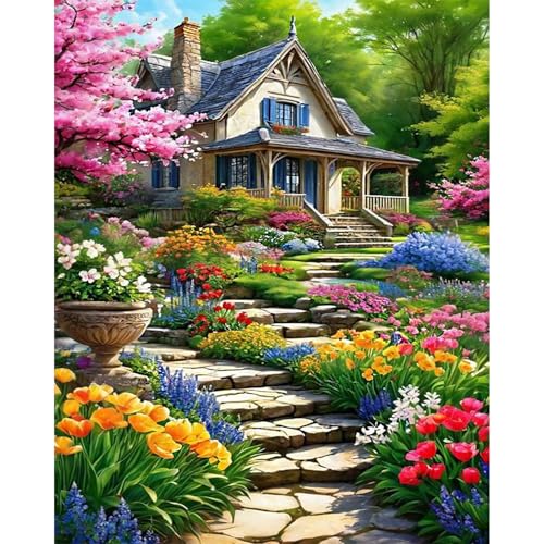 Arttoplus Landscape Paint by Numbers Kit for Adults Beginner 16x20 inch | Garden Paint by Numbers Kits for Adults Canvas, Landscape Adult Painting by Number for Gift Home Wall Decor (Without Frame) - color: MT12694-US