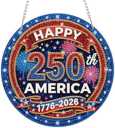 ARPADAMO Hanging Ornament Diamond Art Kits for Adult Anniversary 7.2x7.2in | 5D DIY Special Shaped Crystal Independence Day 250th America Patriotic Diamond Painting Kit,Window Hanging Gift Home Garden - color: DP03973