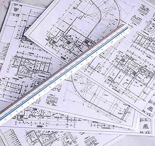 Triangular Engineering Scale Aluminum Ruler - Architects and Engineers, 12"