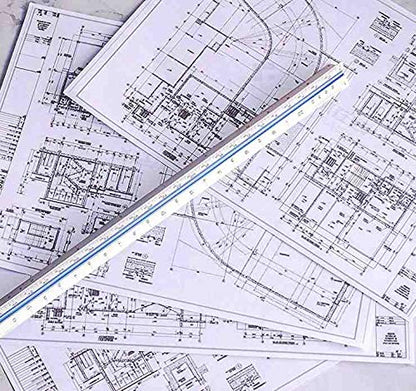 Triangular Engineering Scale Aluminum Ruler - Architects and Engineers, 12"