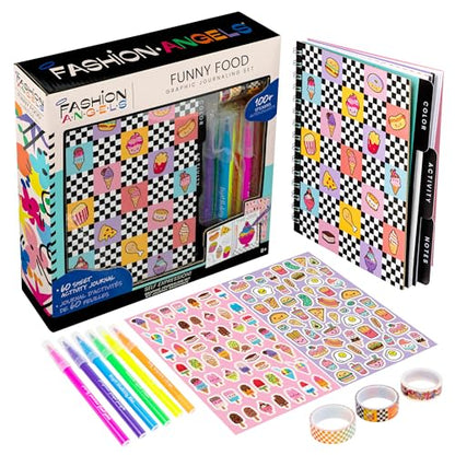 Fashion Angels Funny & Cute Food Graphic Journaling Stationery Set | Includes 1 Tabbed Sketchbook, 2 Sticker Sheets & more, Great Office Product for Kids - style: Funny Foods Graphic