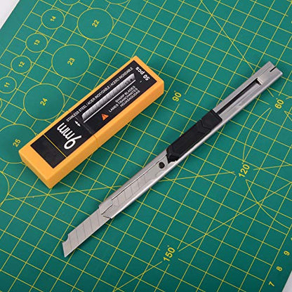 FOSHIO 60 Degree Snap Off Blades 9MM Universal Art Knife Replacement Blades, High Hardness Stainless Steel Auto Vinyl Wrap Box Cutters Knife, Pack of 100 - color: Orange - 60 Degree Blades
