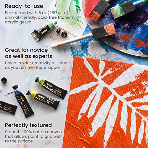 ARTEZA Stretched Canvas, 24 x 36 Inches, Pack of 2, Blank White Large Canvas for Painting for Acrylic, Oil and Gouache Paints