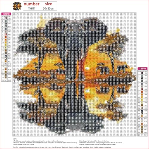 MXJSUA DIY Diamond Painting Kits for Adults, African Elephant Diamond Gem Art Painting for Beginners, Diamond Picture with Full Round Drill Dots Craft Set Gift, 12x12 Inch - color: Animals-17