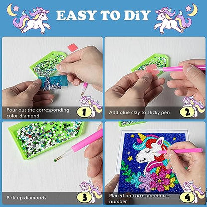 Labeol Diamond Art Kits for Kids Crafts for Girls Ages 6-8-10-12 Easy to DIY Creative Diamond Art Sticker Craft by Numbers Kits for Kids and Adult Beginners (6 Pack Cute) - style: 6 pack Cute