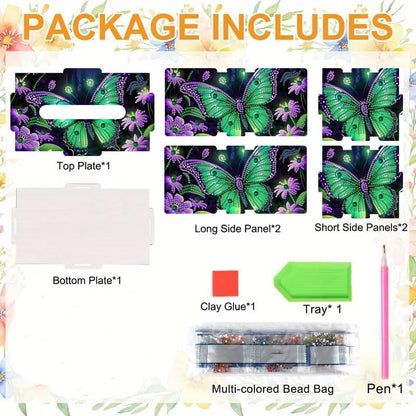 LSQFS DIY Diamond Painting Tissue Box Kit,Handmade Gift for Adults - color: Green Butterfly