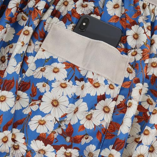 Cute Floral Apron for Women with Pockets, Cotton, Adjustable Straps - color: Beige