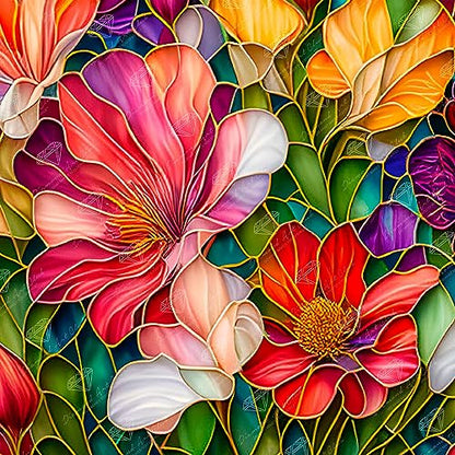DIAMOND ART CLUB Stained Glass Flower Diamond Art Kits for Adults | Premium Diamond Painting Kit, Fun DIY Crafts for Adults, Round Diamond Art Canvas, 13" x 13" (32.8 x 32.8 cm) - color: Stained Glass Flower