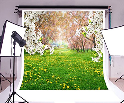 AOFOTO 4x4ft Spring Scenic Backdrop Sweet Flowers Photography Background Meadow Floral Blossoms Garden Florets Grassland Park Trees Kid Baby Girl Artistic Portrait Photo Studio Props Video Wallpaper - size: 4x4ft