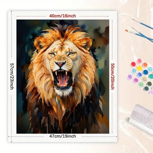 Majestic Lion Paint by Numbers Kit for Adults - DIY Watercolor Lion Portrait Painting on Canvas 16x20 Inches, Acrylic Paint Set, Suitable for Beginners,Wildlife Art for Home Decoration/Gifts - color: FM04325, size: 40×50cm Unframed