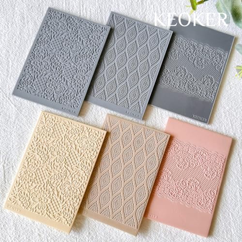 KEOKER Lace Polymer Clay Texture Sheets - Works with Clay Cutter, Same as Texture Roller for Polymer Clay (C) - color: C