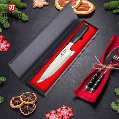 imarku 8 Inch Japanese Chef Knife,Single-Bevel Edge HC Steel Kitchen Knife | HC Steel Ultra-Sharp Vegetable Knife,For Right and Big Hands Pro Cooking Knife,Ergonomic Pakkawood Handle,Gift for Men - color: Classic Black