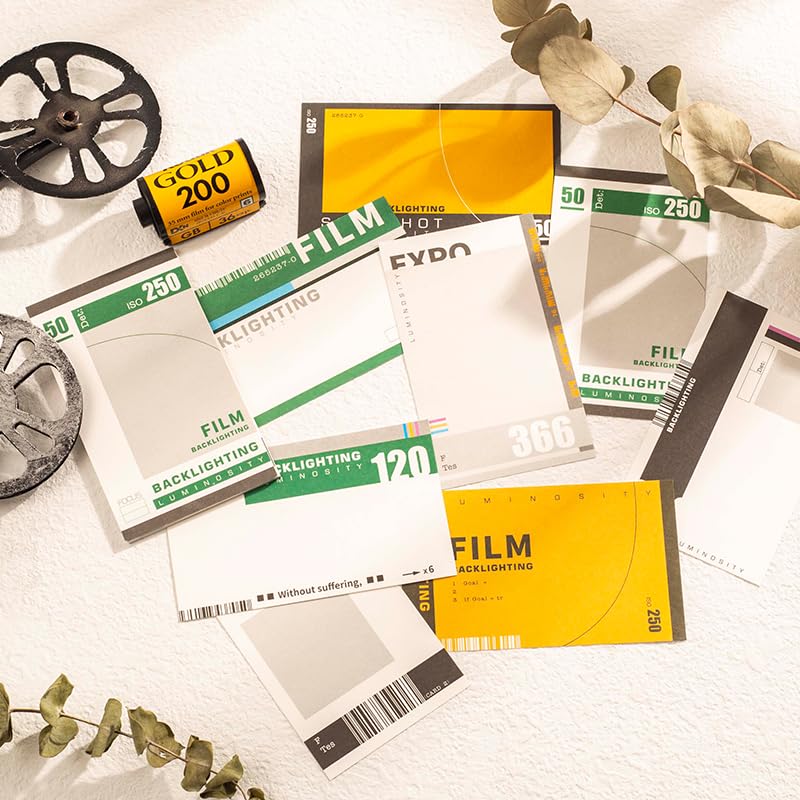Diuhofart 94Pcs Scrapbooking Supplies Kit, Old Film Strips Photo Frames for Junk Journal Supplies, Scrap Booking Cutouts Papers Scrapbook Materials, Quote Stickers for Journaling, Collage - color: Classic Movie Filstrip Kit